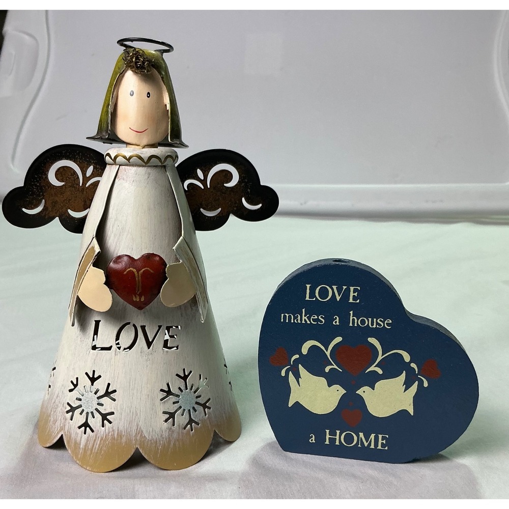 Dicksons Angel LOVE Figurine Heart Plaque Inspirational Home Decor Set